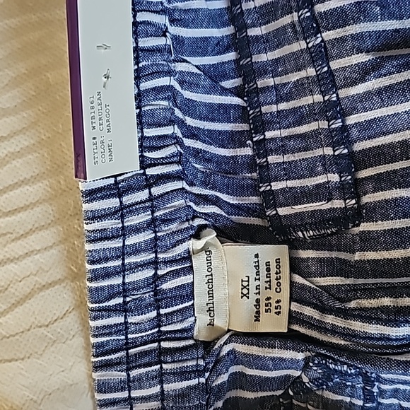 BeachLunchLounge Cropped Linen Striped Pants Size XXL - Picture 15 of 15